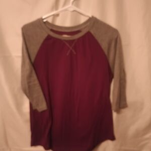 Athletic Works Women's Long Sleeve Gray and Purple Tee